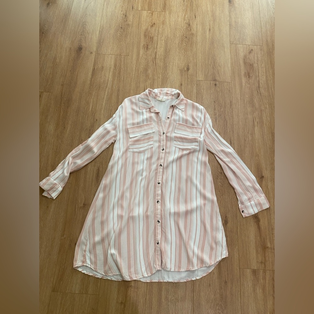 Striped Button-Down Shirt Dress